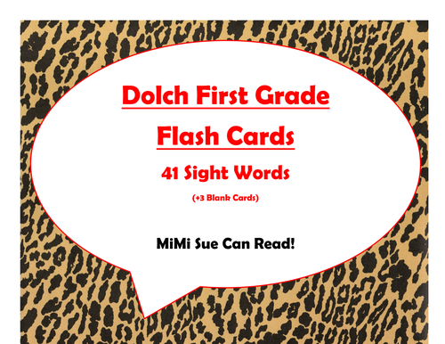 Dolch First Grade Sight Word Flash Cards (Cheetah/Leopard with Red Lettering) Dolch First Grade Sigh