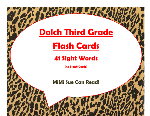 Dolch Third Grade Sight Word Flash Cards (Cheetah/Leopard with Red Lettering)