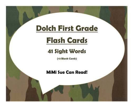 Dolch First Grade Sight Word Flash Cards (Camo)
