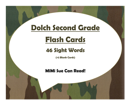 Dolch Second Grade Sight Word Flash Cards (Camo)