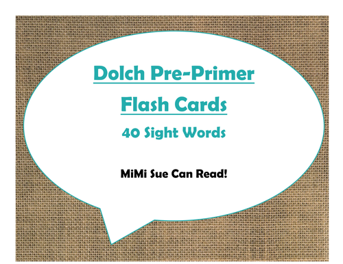 Dolch Pre-Primer Sight Word Flash Cards (Burlap and Turquoise)