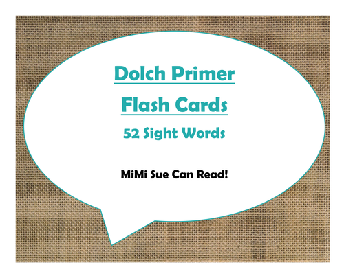 Dolch Primer Sight Word Flash Cards (Burlap and Turquoise)
