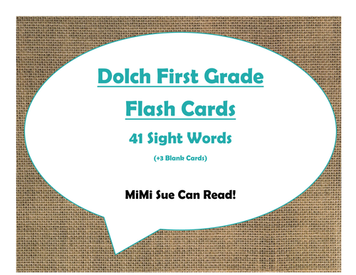 Dolch First Grade Sight Word Flash Cards (Burlap and Turquoise)