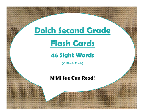 Dolch Second Grade Sight Word Flash Cards (Burlap and Turquoise)