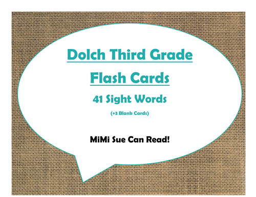 Dolch Third Grade Sight Word Flash Cards (Burlap and Turquoise)
