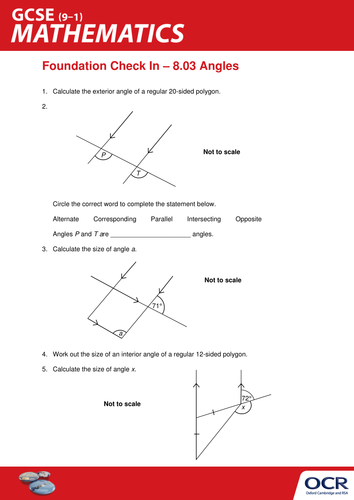 OCR Maths: Foundation GCSE - Check In Test 8.03 Angles