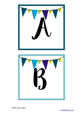 Quick print instant display lettering - A-Z, 0-9 and punctuation - bunting style
