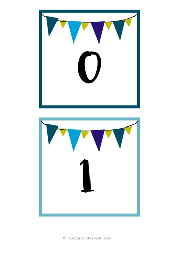Large number line display 0-30 bunting style