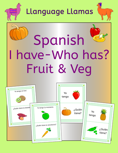 Spanish Fruit and Vegetables Vocabulary Game - Yo tengo ... ¿Quién tiene ...?