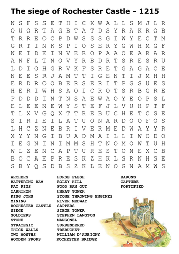 The Siege of Rochester Castle Word Search