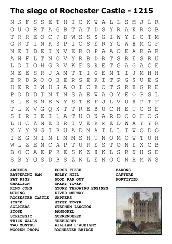 The Siege of Rochester Castle Word Search