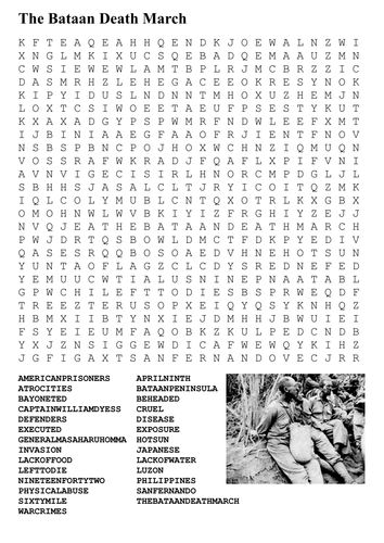 The Bataan Death March Word Search
