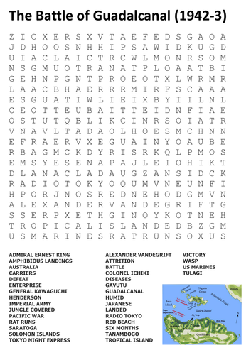 The Battle of Guadalcanal Word Search
