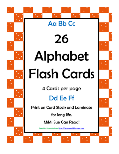 Alphabet Flash Cards (Red Check Dots) (4 per page)