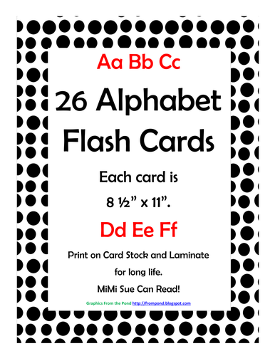 Alphabet Flash Cards/Bulletin Board Signs (Black Dots) (Large)