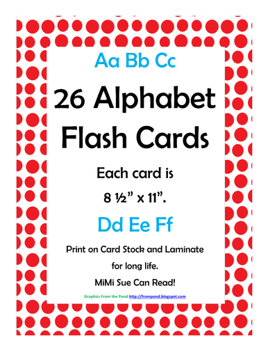 Alphabet Flash Cards/Bulletin Board Signs (Red Dots) (Large)