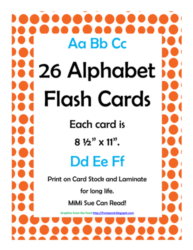Alphabet Flash Cards/Bulletin Board Signs (Orange Dots) (Large)