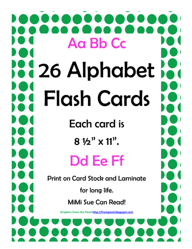 Alphabet Flash Cards/Bulletin Board Signs (Dark Green Dots) (Large)