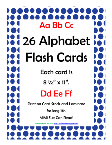 Alphabet Flash Cards/Bulletin Board Signs (Blue Dots) (Large ...