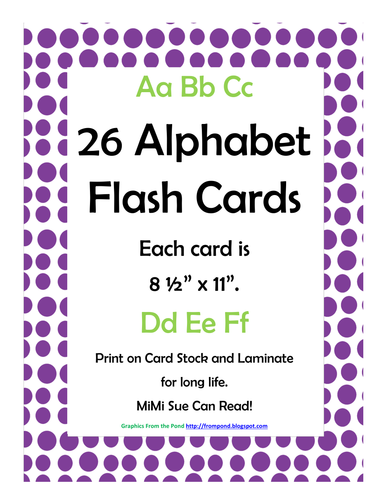 Alphabet Flash Cards/Bulletin Board Signs (Purple Dots) (Large)