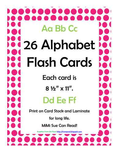Alphabet Flash Cards/Bulletin Board Signs (Hot Pink Dots) (Large)