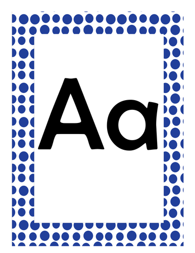 Alphabet Flash Cards/Bulletin Board Signs (Bright Blue Dots) (Large)