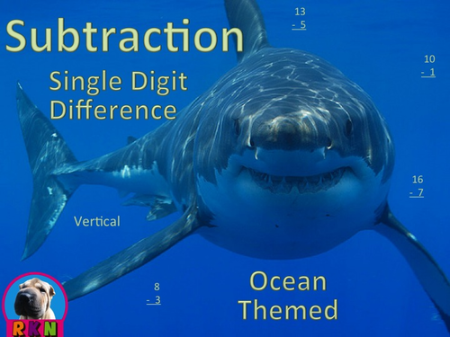 Single Digit Addition - Ocean Animal Themed Worksheets - Vertical