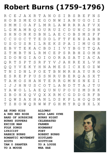 Robert Burns Word Search