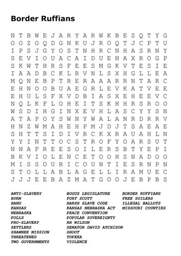 Border Ruffians Word Search