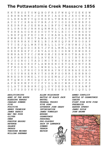 The Pottawatomie Creek Massacre 1856 Word Search
