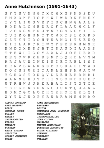 Anne Hutchinson Word Search