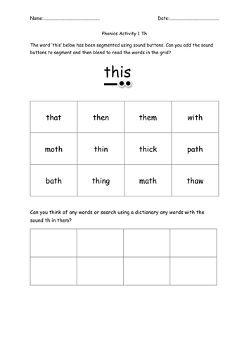 Guided Reading - Phonics Activity Worksheet