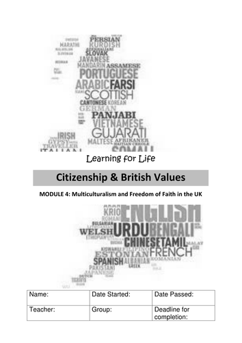 Multiculturalism and Freedom of Faith in the UK WORKBOOK Citizenship