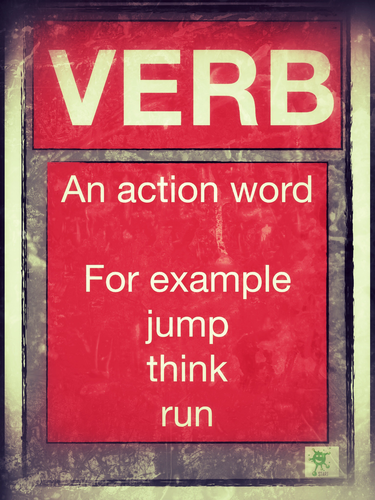 English. Verb Poster. Vintage style.