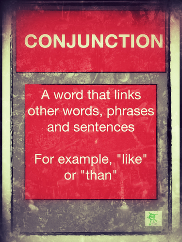 English. Conjunction Poster. Vintage Style
