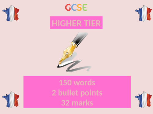GCSE French / New / Higher Tier / 150 word open ended tasks / 2 bullet points / Writing / 2016