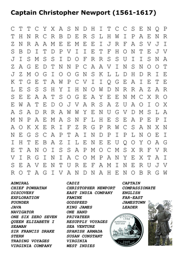 Captain Christopher Newport Word Search