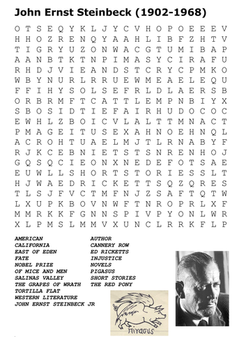 John Ernst Steinbeck Word Search