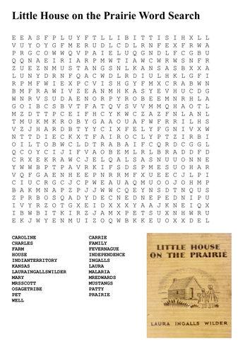 Little House on the Prairie Word Search