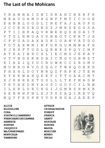 The Last of the Mohicans Word Search