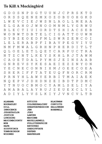 To Kill A Mockingbird Word Search