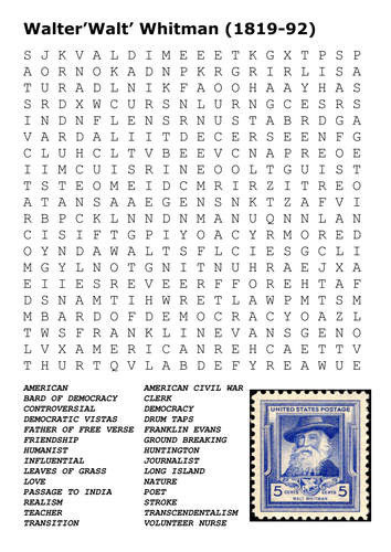 Walter’Walt’ Whitman Word Search