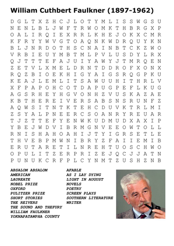 William Cuthbert Faulkner Word Search