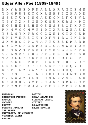 Edgar Allen Poe Word Search