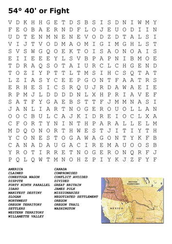 54 degrees 40 or Fight Word Search