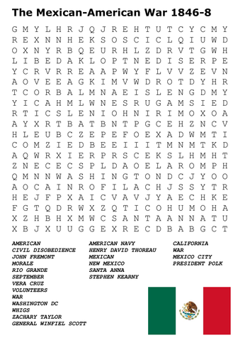 The Mexican-American War 1846-8 Word Search