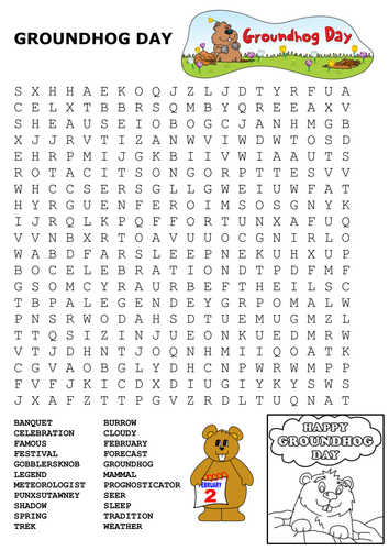 Ground Hog Day Word Search