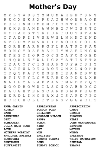 Mothers Day Word Search By Sfy773 Teaching Resources Tes