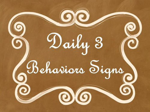 Daily 3 MATH Behaviors Anchor Charts/Posters (Ombre Chalkboard/Curly Frame)