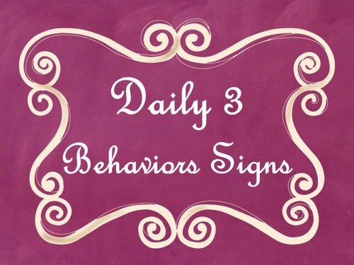 Daily 3 MATH Behaviors Anchor Charts/Posters (Pink Chalkboard/Curly Frame)